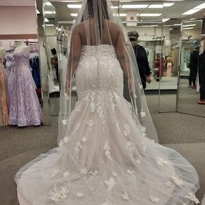 Elegant White Floral Wedding Gown